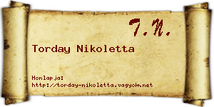 Torday Nikoletta névjegykártya