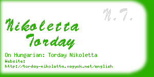 nikoletta torday business card
